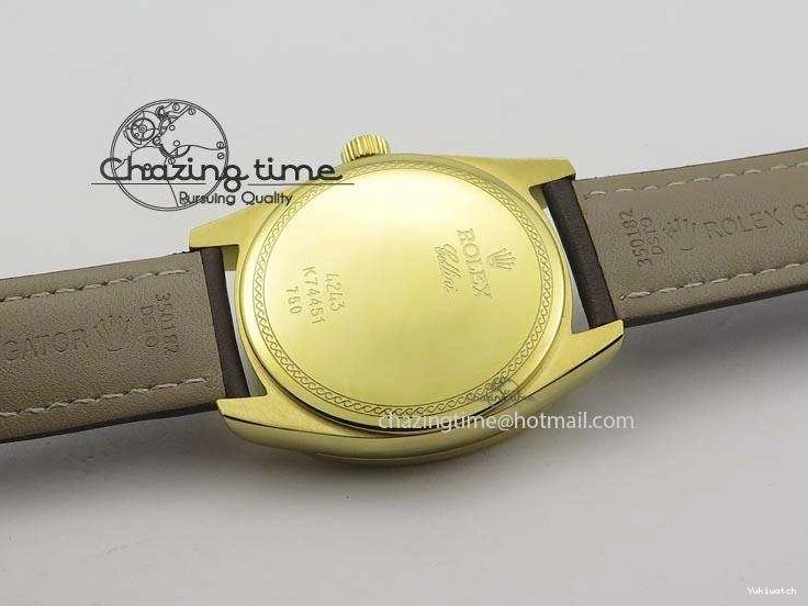 On YG A2824 Leather Brown Dial Date Cellini Strap Numeral White 0318